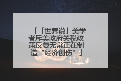 「世界说」美学者斥美政府关税政策反复无常正在制造“经济创伤”