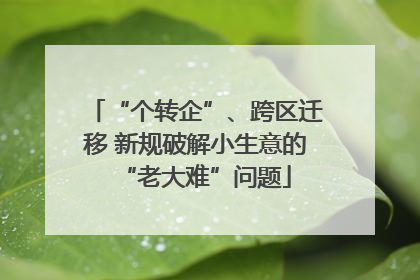 “个转企”、跨区迁移 新规破解小生意的“老大难”问题
