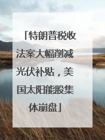 特朗普税收法案大幅削减光伏补贴，美国太阳能股集体崩盘