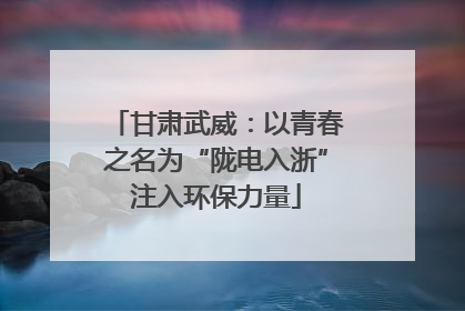 甘肃武威：以青春之名为“陇电入浙”注入环保力量