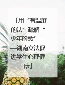 用“有温度的法”疏解“少年的愁”——湖南立法促进学生心理健康