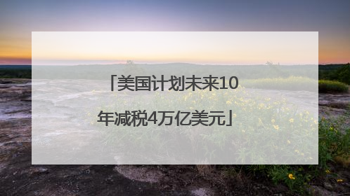 美国计划未来10年减税4万亿美元