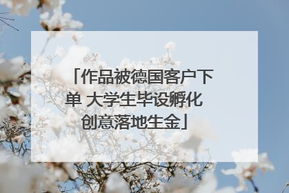 作品被德国客户下单 大学生毕设孵化创意落地生金