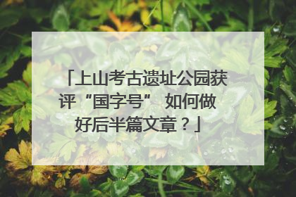 上山考古遗址公园获评“国字号” 如何做好后半篇文章？