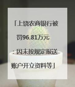 上饶农商银行被罚96.81万元：因未按规定报送账户开立资料等