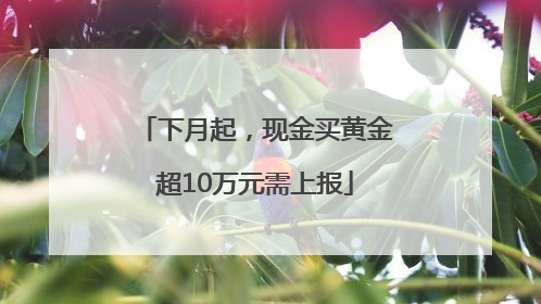 下月起，现金买黄金超10万元需上报