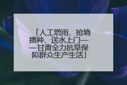 人工增雨、抢墒播种、送水上门——甘肃全力抗旱保障群众生产生活