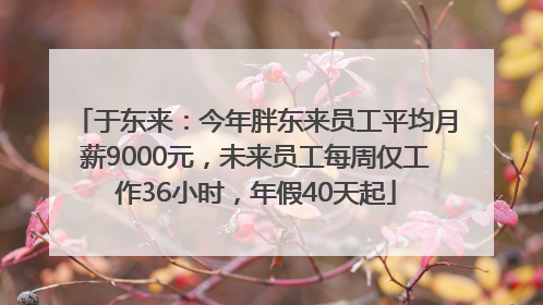 于东来：今年胖东来员工平均月薪9000元，未来员工每周仅工作36小时，年假40天起
