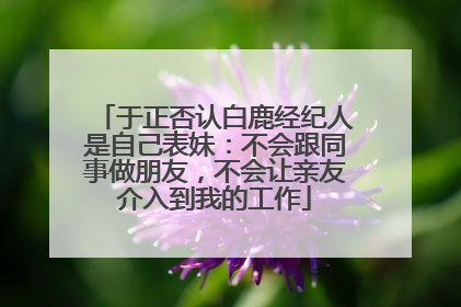 于正否认白鹿经纪人是自己表妹：不会跟同事做朋友，不会让亲友介入到我的工作