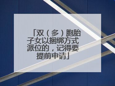 双（多）胞胎子女以捆绑方式派位的，记得要提前申请