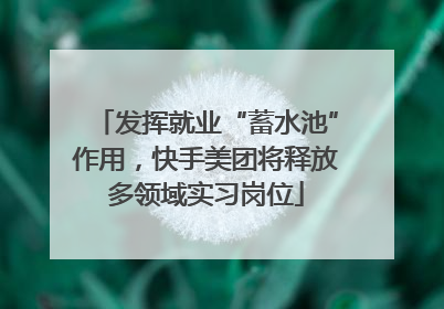 发挥就业“蓄水池”作用，快手美团将释放多领域实习岗位