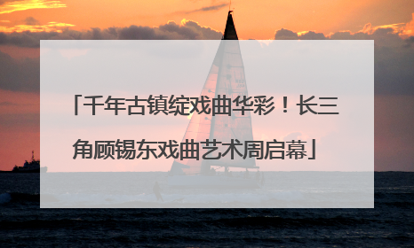 千年古镇绽戏曲华彩！长三角顾锡东戏曲艺术周启幕
