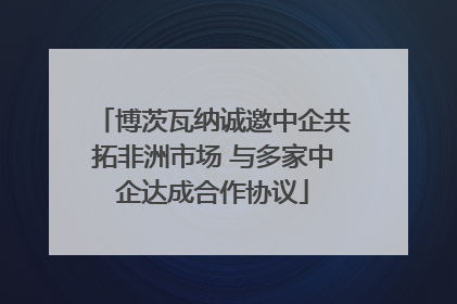 博茨瓦纳诚邀中企共拓非洲市场 与多家中企达成合作协议