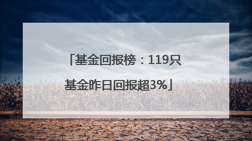 基金回报榜：119只基金昨日回报超3%