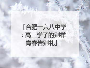 合肥一六八中学：高三学子的别样青春告别礼