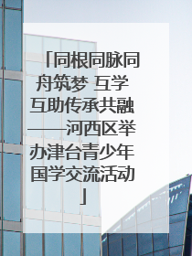 同根同脉同舟筑梦 互学互助传承共融——河西区举办津台青少年国学交流活动