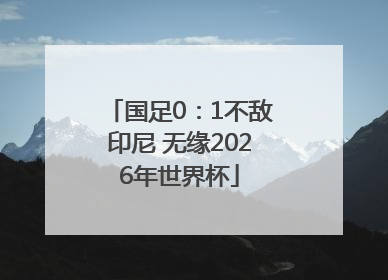 国足0：1不敌印尼 无缘2026年世界杯