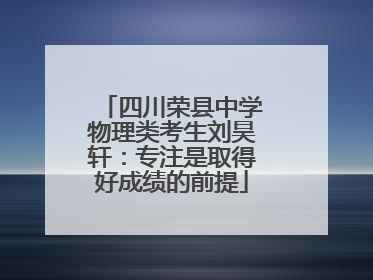 四川荣县中学物理类考生刘昊轩：专注是取得好成绩的前提