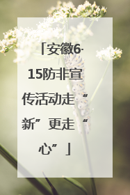 安徽6·15防非宣传活动走“新”更走“心”