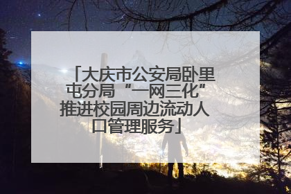 大庆市公安局卧里屯分局“一网三化”推进校园周边流动人口管理服务