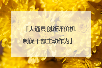 大通县创新评价机制促干部主动作为