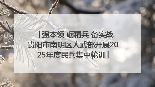 强本领 砺精兵 备实战 贵阳市南明区人武部开展2025年度民兵集中轮训