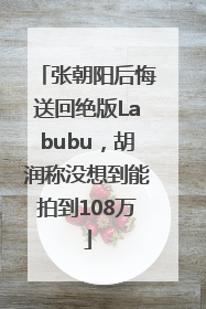 张朝阳后悔送回绝版Labubu，胡润称没想到能拍到108万