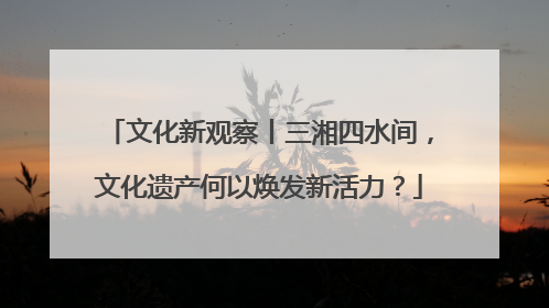 文化新观察丨三湘四水间，文化遗产何以焕发新活力？
