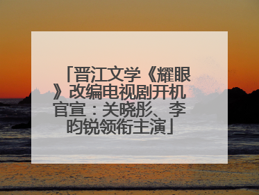 晋江文学《耀眼》改编电视剧开机官宣：关晓彤、李昀锐领衔主演