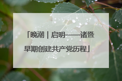 晚潮｜启明——诸暨早期创建共产党历程