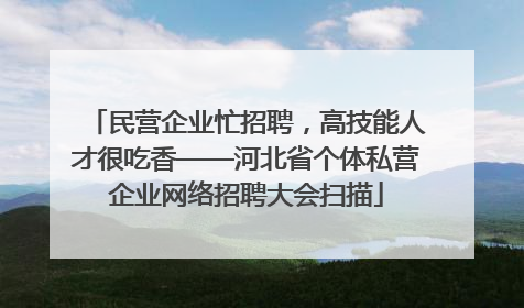 民营企业忙招聘，高技能人才很吃香——河北省个体私营企业网络招聘大会扫描