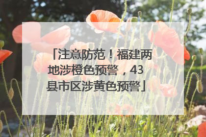 注意防范！福建两地涉橙色预警，43县市区涉黄色预警