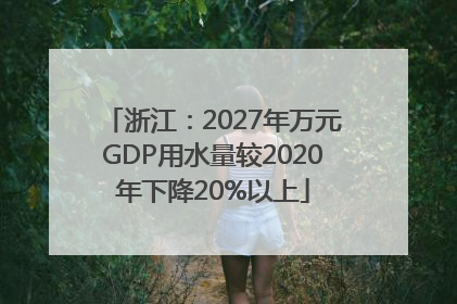 浙江：2027年万元GDP用水量较2020年下降20%以上