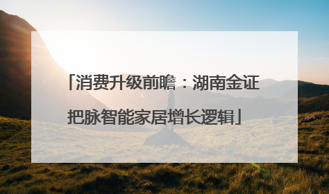 消费升级前瞻：湖南金证把脉智能家居增长逻辑