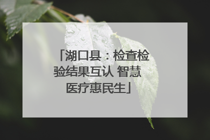湖口县：检查检验结果互认 智慧医疗惠民生