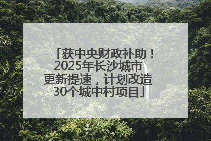 获中央财政补助！2025年长沙城市更新提速，计划改造30个城中村项目