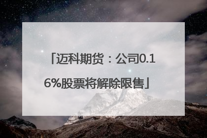 迈科期货：公司0.16%股票将解除限售