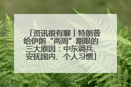 资讯很有聊丨特朗普给伊朗“两周”期限的三大原因：中东调兵、安抚国内、个人习惯