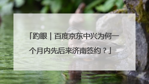 趵眼｜百度京东中兴为何一个月内先后来济南签约？