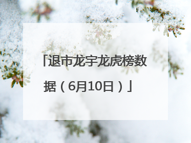 退市龙宇龙虎榜数据（6月10日）