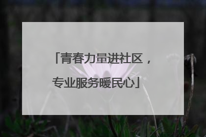 青春力量进社区，专业服务暖民心