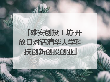 雄安创投工坊·开放日对话清华大学科技创新创投创业
