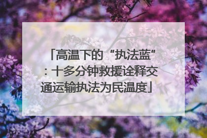 高温下的“执法蓝”：十多分钟救援诠释交通运输执法为民温度