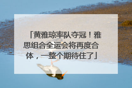 黄雅琼率队夺冠！雅思组合全运会将再度合体，一整个期待住了