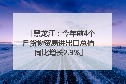 黑龙江：今年前4个月货物贸易进出口总值同比增长2.9%