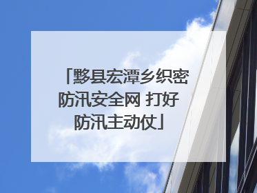 黟县宏潭乡织密防汛安全网 打好防汛主动仗
